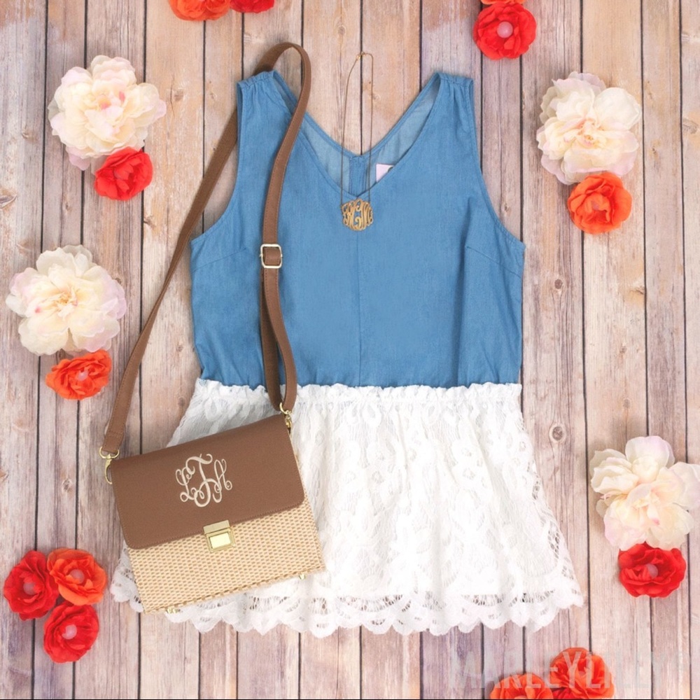 Sleeveless Denim and Lace Blouse
